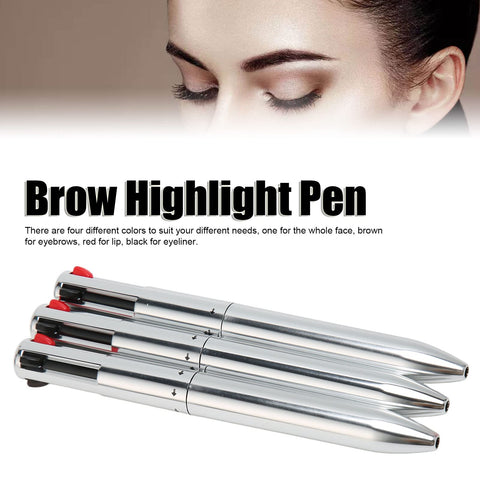 3pcs Multi Functional Makeup Pen, 4 in 1 Pressing Contour Defining Highlighting Pen for Woman Eyebrow Eyeshadow and Lip Design, Eyebrow Contour Pen for Travel and Beauty Salon Use