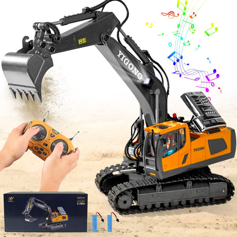 FUUY RC Excavator Toy Gifts Remote Control Excavator Toys for Boys 3-5 Year Old RC Construction Toys 3 Year Old Kids Vehicle Digger Toy for Boys 4-6