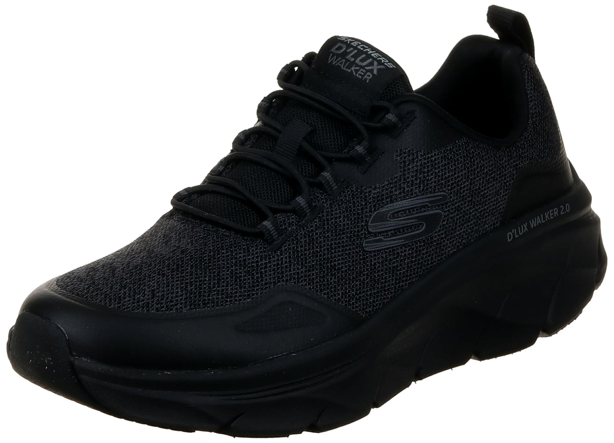 Skechers Men's D'Lux Walker 2.0 Steadyway Sneaker, Black/Black, 6.5 X-Wide