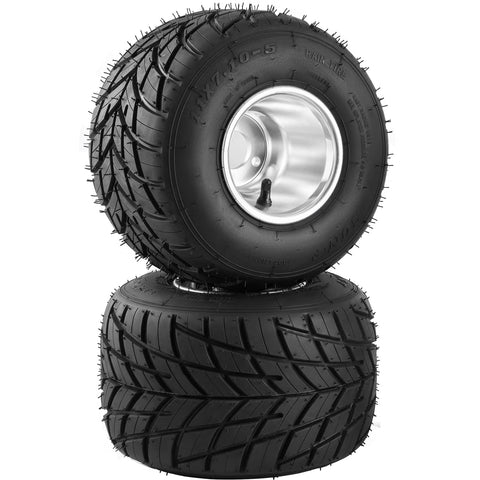 VEVOR Go Kart Tires and Rims, 2pcs Rear Tires Rims, Go Cart Wheels and Tires 11"x7.1" Rear, HUB- Rim Fit Bolt Pattern 58 mm/2.28 inch with 3 Holes for Go Kart, Drift Trike, Buggy