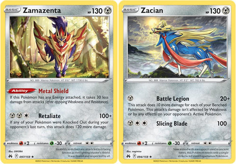 Zacian & Zamazenta - 094/159-097/159 - Crown Zenith - Pokemon Legendary Card Set - Holo or Reverse