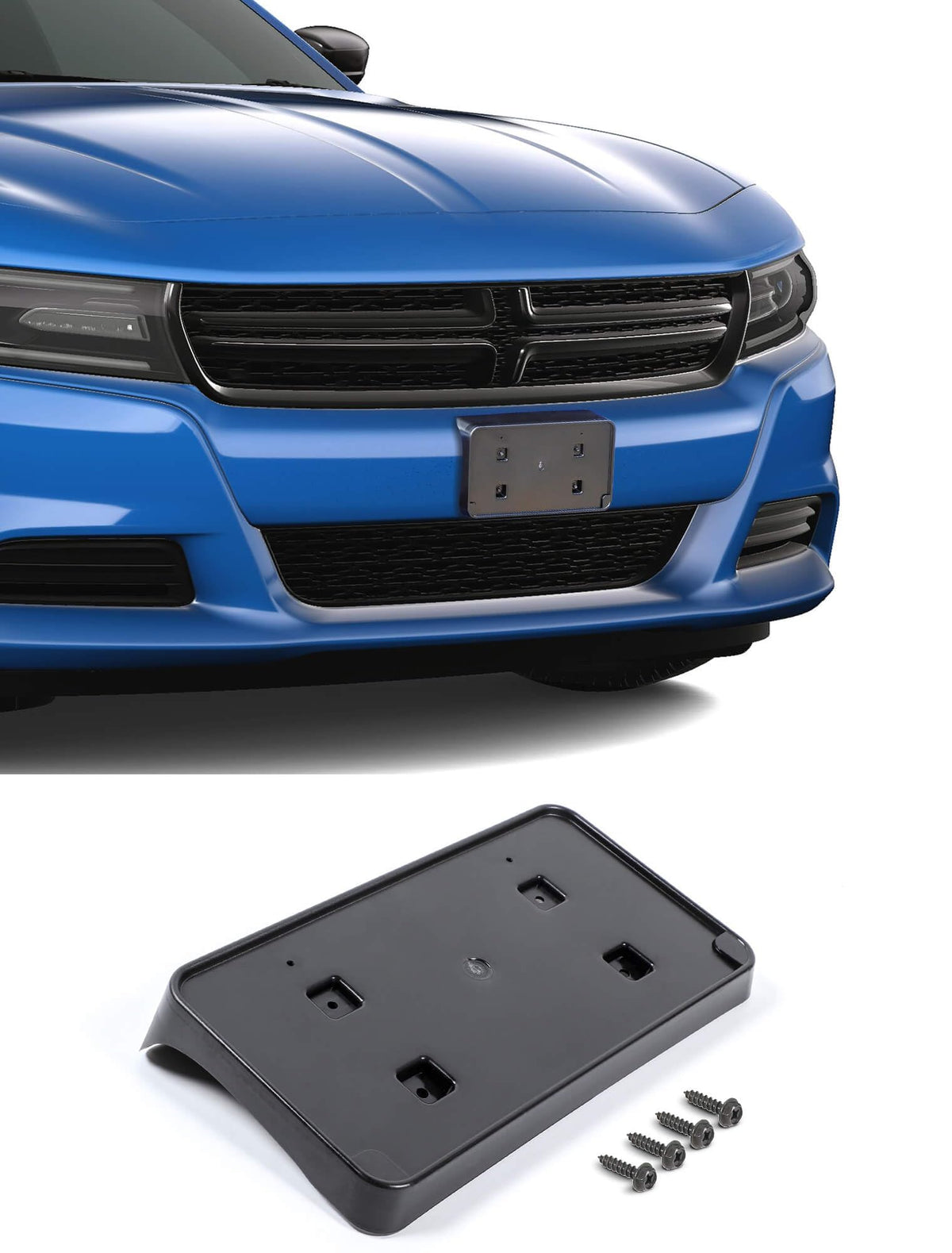 Savadicar Front License Plate Frame, Durable ABS License Plate Holder Bracket Compatible with 2015-Present Dodge Charger, Exterior Accessories, 1 PC, Black
