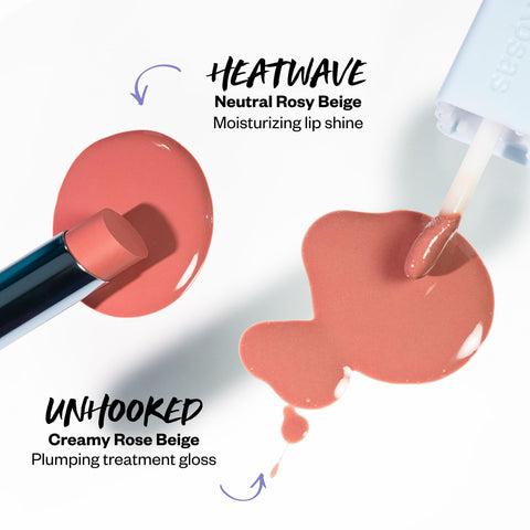 Kosas The Wet Undressed Set - Nude Sheer Lipstick + Lip Oil Set, Hyaluronic Acid & Peptides for Plump, Fullness Look & Kissable Softness Hydrated Lips - Tingle-Free Lip Care Kit
