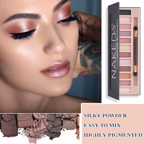 Fusang 12 Colors Naked Eyeshadow Palette,Natural Matte Nude Eyeshadow Palette Shimmer Highly Pigment Eye Shadow Pallete Set Long Lasting & Waterproof Smokey Smokey Glitter Eye Makeup with Brush ?B?
