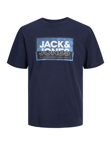 JACK & JONES Men's Jcologan Tee Ss Crew Neck Ss24 Jnr T-Shirt, Blazer navy, 8 Years