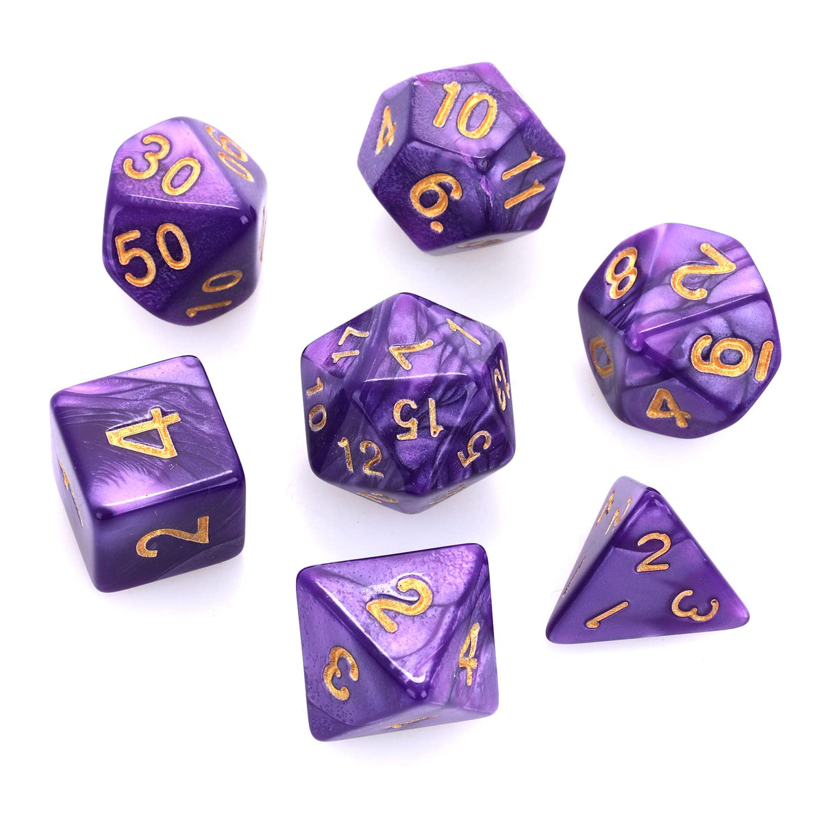7 Pieces DND Dice Set for Dungeon and Dragons, Purple Nebula Polyhedral Dice RPG Role Playing Table Games D&D D20 D12 D10 D8 D6 D4 (Purple)