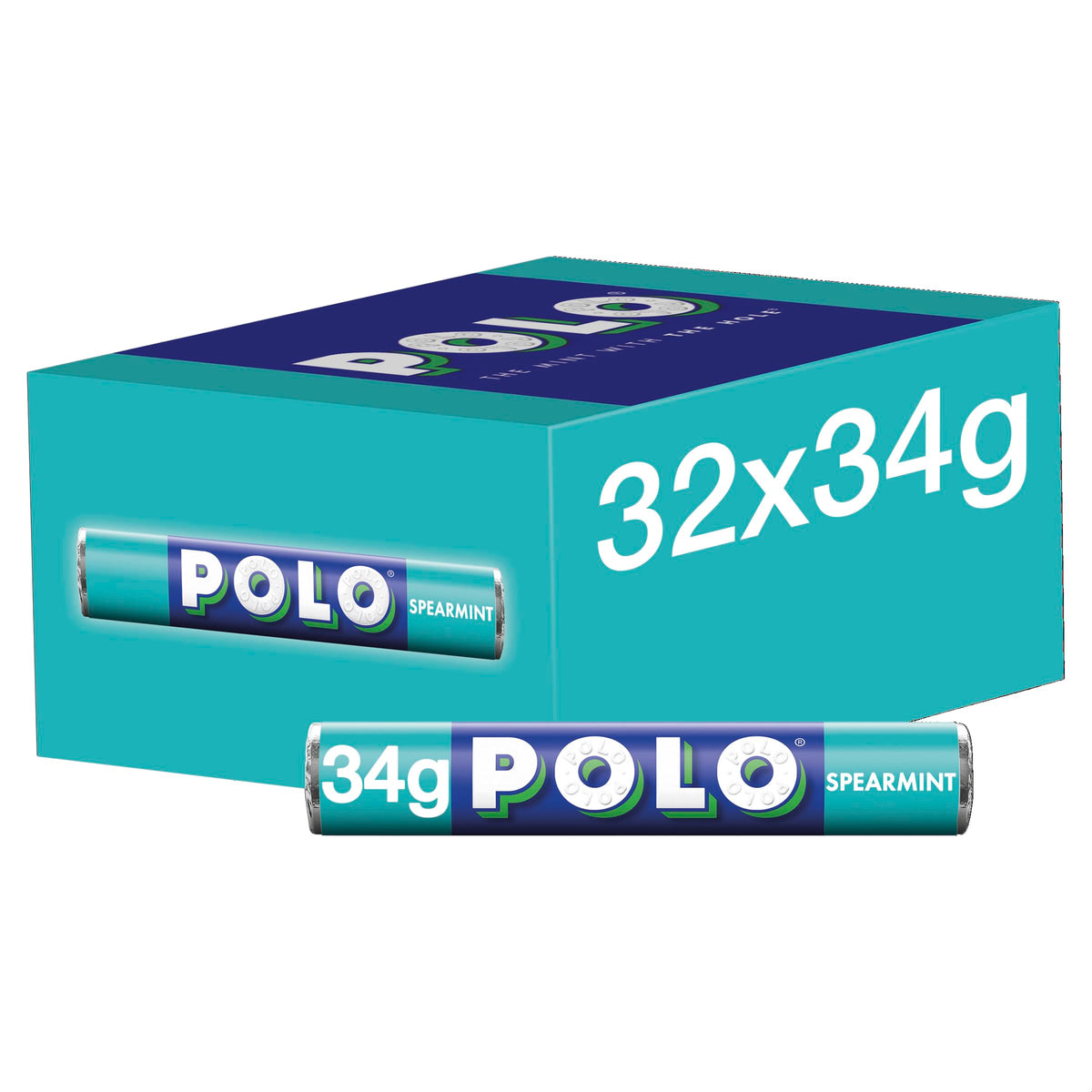 Polo Spearmint Mints Tubes, 32 x 34 g
