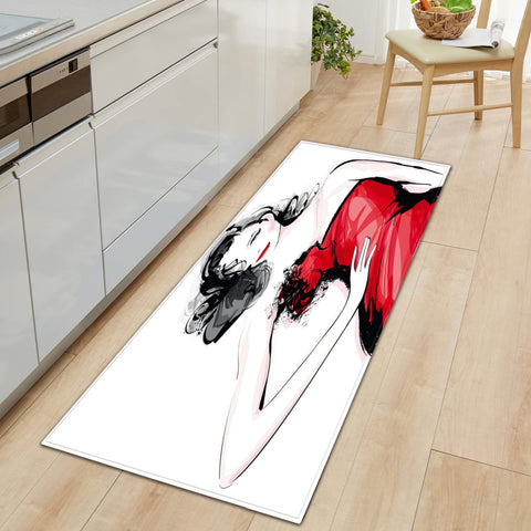 GOKSEL Kitchen Rugs Mats Graffiti&Girl Non slip Washable Indoor mat, Polyester Kitchen Floor Mat Carpet for Kitchen/Bedroom Non-slip 19.69 x 31.5 Inch