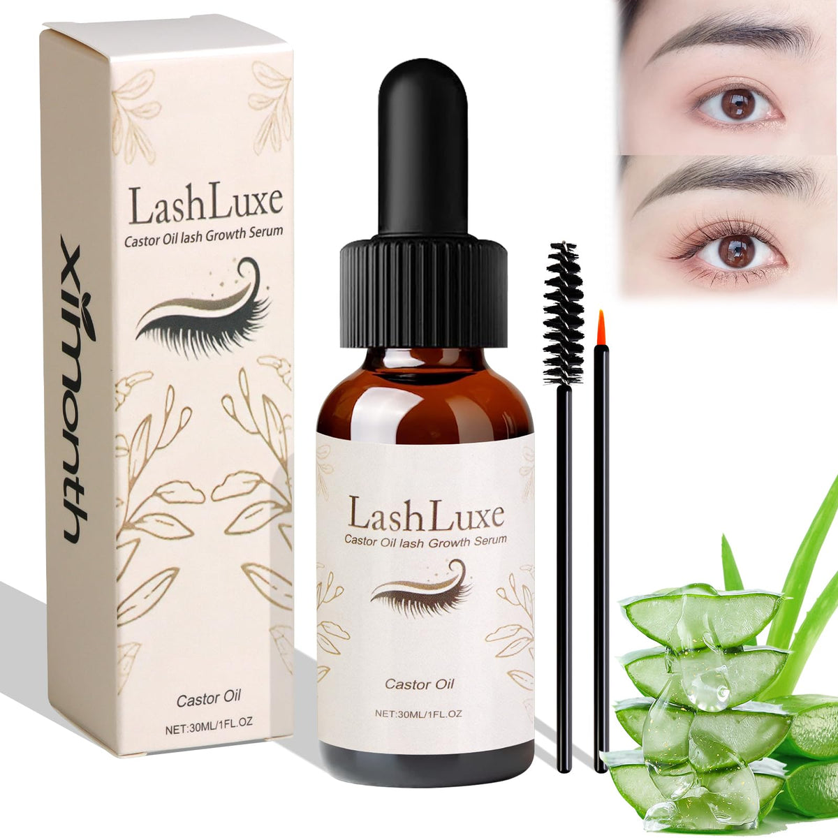 Generic Lashluxe Castor Oil Vegan Growth Serum, Castor Oil Lash Growth Serum, Lash Luxe Eyelash Growth Serum