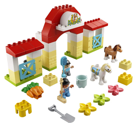 LEGO DUPLO Town Horse Stable and Pony Care 10951 Horse and Pony Stable Playset for Preschoolers; Great Gift for Kids Who Love Horses, Ponies and Pony Rides, New 2021 (65 Pieces)