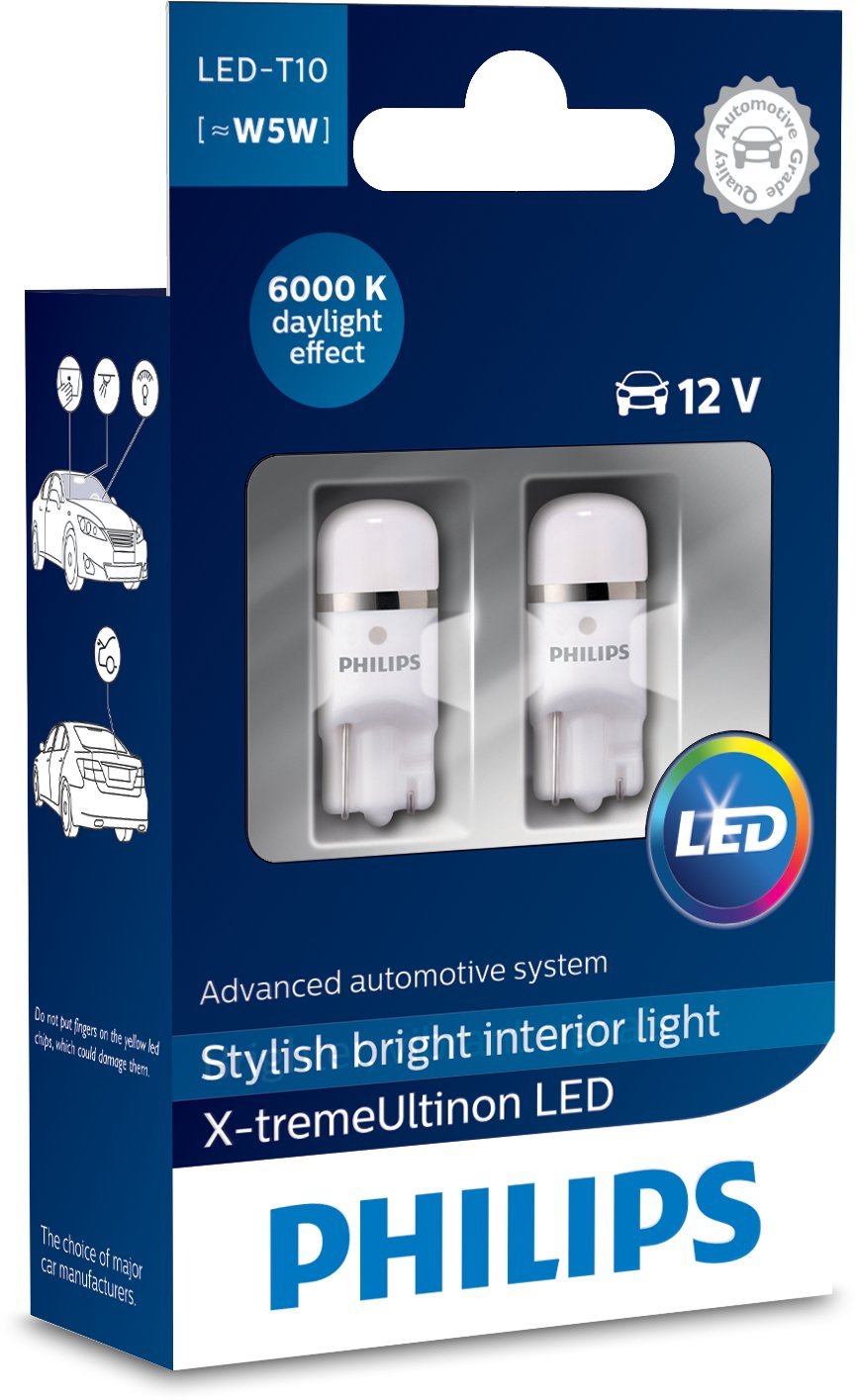 PHILIPS 12799I60X2 X-tremeUltinon LED Interior car Light W5W T10 6000K 12V, Set of 2, Set of 2