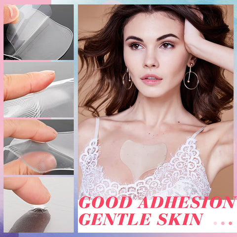 Chest Wrinkle Pad Reusable Silicone Chest Pad Transparent Silicone Wrinkle Patch Overnight Cleavage Decollete Patch Smooth The Skin Silicone Pad for Women Girls Skin Makeup Accessories, 5.9 x 4.7 Inch