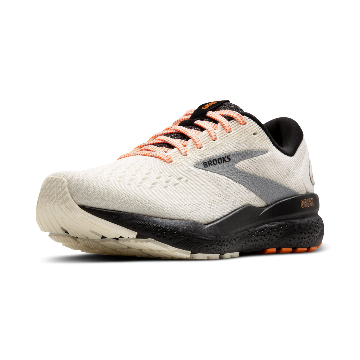 Brooks WomenÃ¢â‚¬â„¢s Ghost 16 Neutral Running Shoe - Ecru/Orange/Black - 7.5 Medium