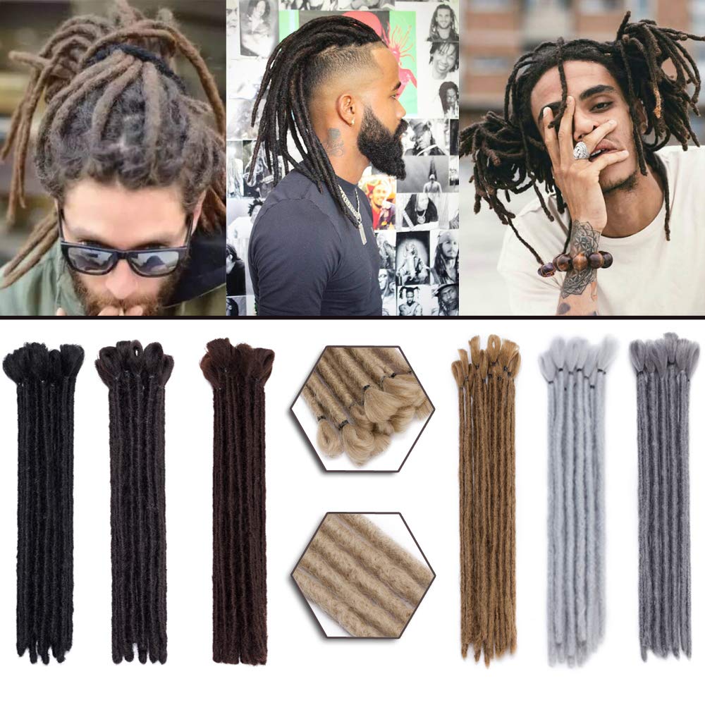Hairro Dreadlocks Extensions 12 Inch Short 30 strands Soft Crochet Twist Dreads Braiding Hair for Men Grey Faux Locs Dread Hairpieces Reggae Hippie Style