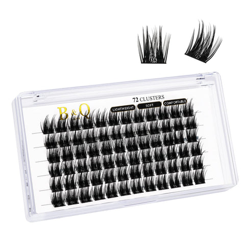Lash Clusters B52 D Curl 18mm DIY Eyelash Extensions 72 Clusters Lashes B&Q LASH Volume Individual Lashes Eyelash Clusters Extensions Individual Lashes Cluster DIY at Home (B52,D-18mm)