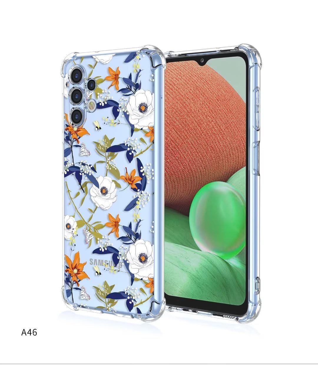 ATISIJIE Flower Case for Samsung Galaxy A52 4G/5G, Clear Floral Flower Pattern Print Design Soft TPU Case Shockproof Girl Women Phone Cover-A46