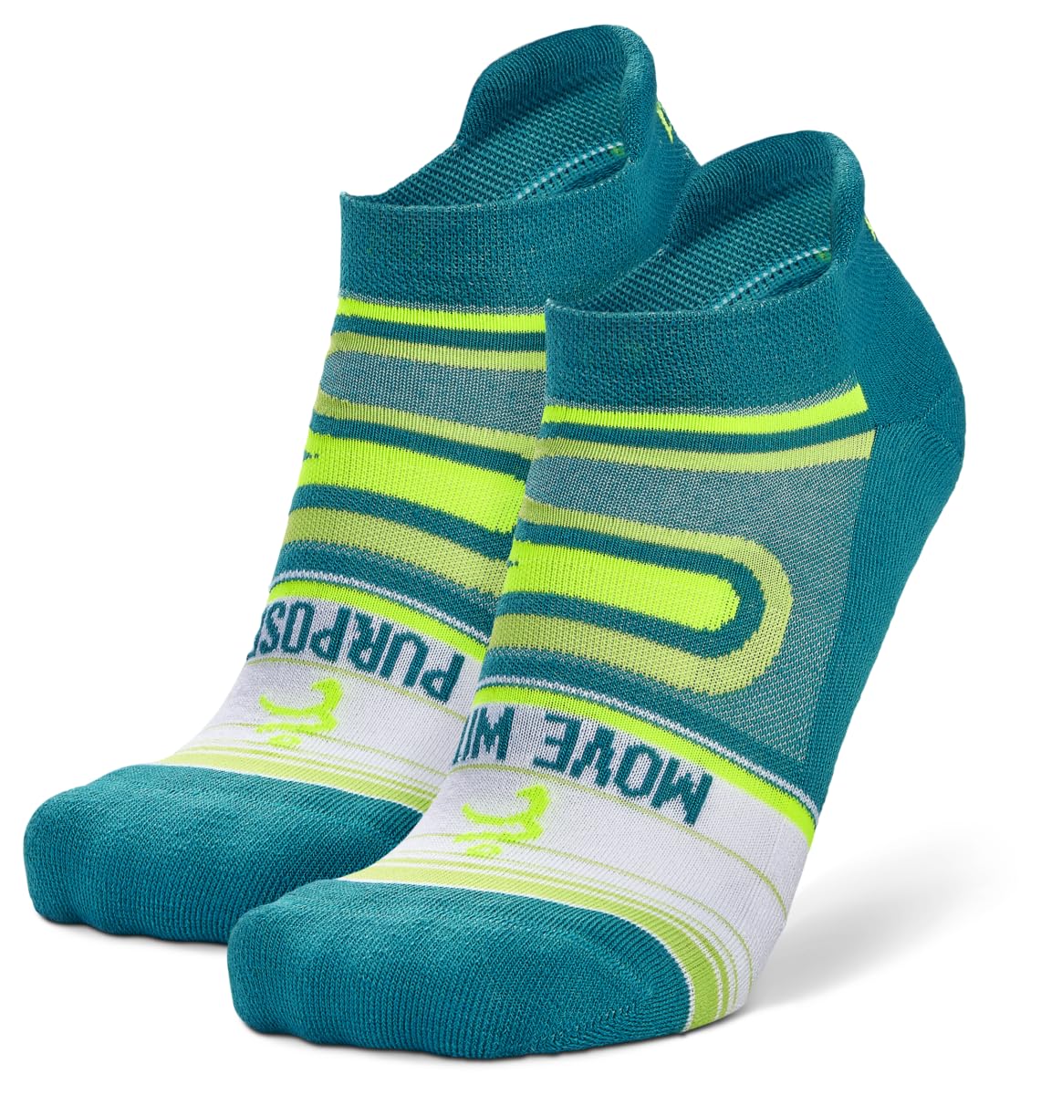 Balega Hidden Running Sock, Blue/Lime, Medium (UK Shoe Size 8-10) (Pack of 2)