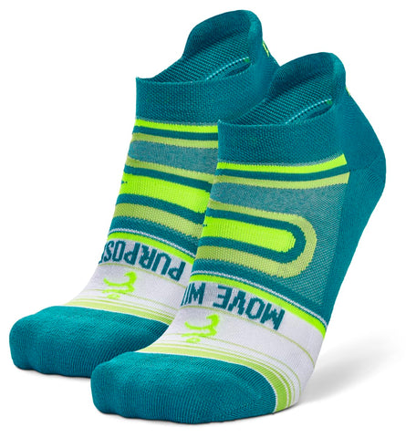 Balega Hidden Running Sock, Blue/Lime, Medium (UK Shoe Size 8-10) (Pack of 2)