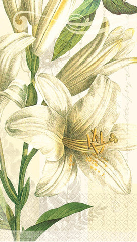 Amscan Lilies Disposable 2 Ply Eco Paper Guest Towels Tableware (16 Piece), 8" x 4.5", White