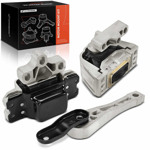 A-Premium 3PCS Engine Motor Mount Transmission Mount and Torque Strut Mount Set Compatible with Volkswagen Jetta, Golf, Beetle, Eos, GTI, Golf R & Audi A3, A3 Quattro, Automatic or Manual Transmission