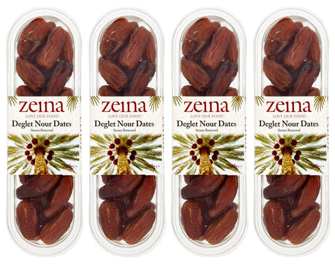 Zeina Pitted Deglet Nour Dates (4 x 200g) - Gluten Free and Vegan Approved Tunisian Dried Dates