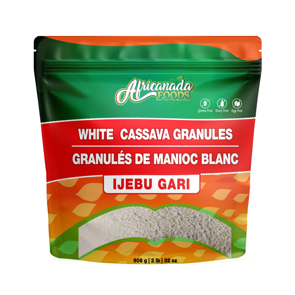All Natural White Cassava Granules | White Garri | Ijebu Garri | 908g | 2 lb