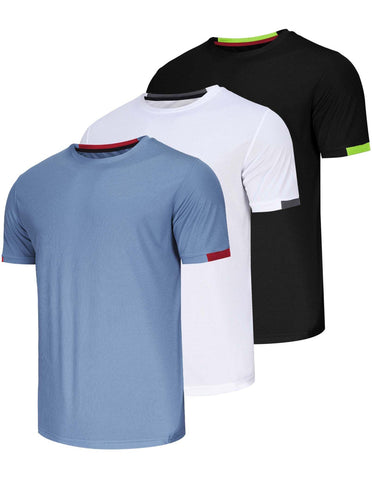 T Shirts for Men Multipack Short MenÃ¢â‚¬â„¢s T Shirts Gym Sleeve Shirts Mens t Shirts Running Workout Plain Dry Fit Moisture Wicking Activewear Sports Shirts Fitness Shirts Gym Tops-Black/White/Haze-3XL