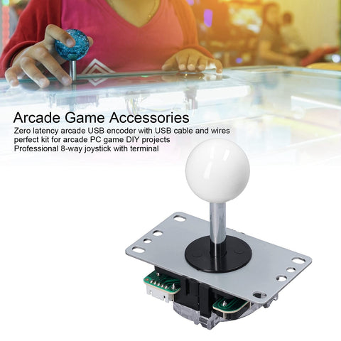 Arcade Game Joystick Kits, Zero Delay Arcade Game DIY Kit Parts with Encoder Board 10 Buttons Joystick Replacement for MAME(White2)