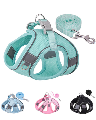 SOLMOONY Dog Harness (Medium, Green) - Jacquard Mesh, Easy Step-in Design, Reflective Strip, No Pull for Small Medium Dogs
