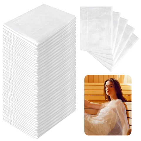 VAIPI 100 Pcs Plastic Sheeting for Body Wrap, 86x47 Inch Sauna Blanket Liners Plastic Sauna Wrap Disposable Film Bathtub Bag Sauna Accessories for Beauty Salon Spa Therapy