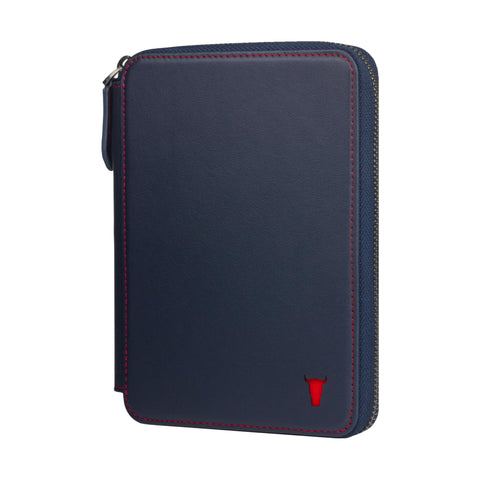 TORRO Travel Wallet - Genuine Leather Travel Organiser with Passport Holder and Detachable Cardholder (Blue)