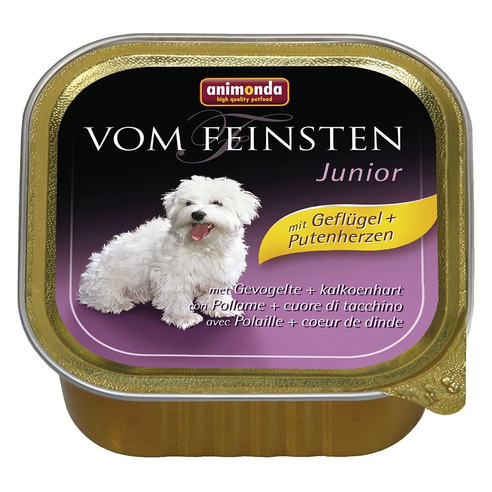 Animonda Vom Feinsten Junior, wet food for young dogs in the first year, with poultry + turkey hearts, 22 x 150 g