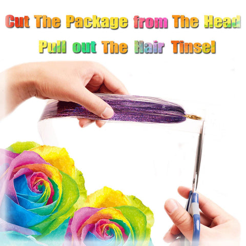 Hair Tinsel Kit (48 Inch,12 Colors, 3000 strands), Fairy Tinsel Hair Extensions with Tools - Glitter Hair Tinsel Kit Heat Resistant Accessories for Girls Women Kids Christmas New Year