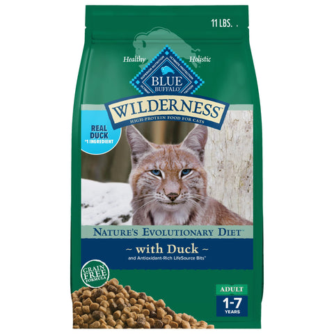 Blue Buffalo Wilderness High Protein, Natural Adult Dry Cat Food, Duck 11-lb
