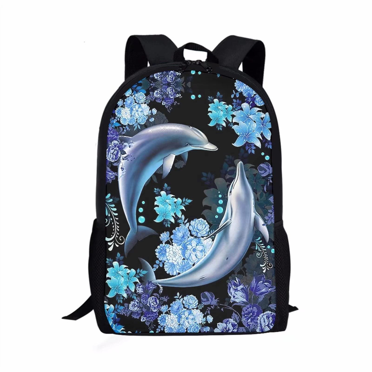 BYCHECAR Dolphin Kids Backpack for Girls Elementary School Bags Children Bookbag with Water Bottle Pockets,Kids Back Pack Hiking Daypack