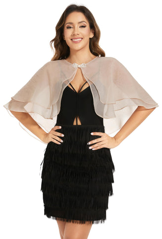 Soft Chiffon Shawls Wraps Shrug for Wedding Evening Dress Cape Cover Up for Women, Champagne, Medium