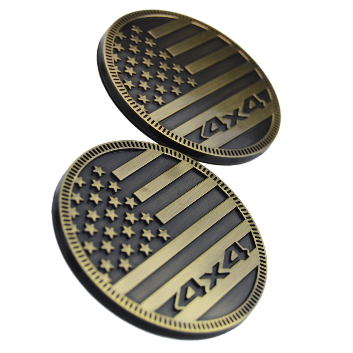 4x4 Off-Road Round Emblem Decal USA US Flag Badge for Jeep Wrangler Grand Cherokee Liberty Trail Rated Pickup Exterior Door Panel Fender Bumper Guard Trunk Tailgate Window Support US Military