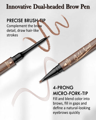 Microblading Eyebrow Pen,Brown 2-in-1Dual-Ended Eyebrow Pencil with 4Prong Micro-Fork-Tip Applicator&Ultra Fine Retractable Waterproof Brow Pencil,Liquid Long-lasting Eyebrow Filler Makeup for Women-2