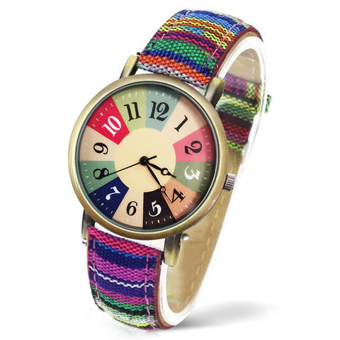 AstraMinds Ladies Watches for Women - Boho Hippie Womens Watches, PU Leather Woven Rainbow Watch, Noble Blue, Boho Hippie Womens Watches