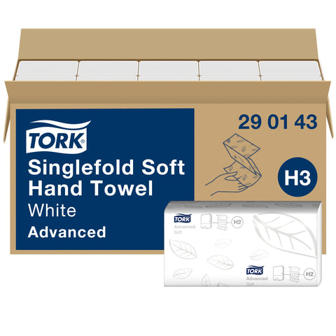 Tork Hand Towel Singlefold 2-Ply White 250 Sheets (Pack of 15) 290143