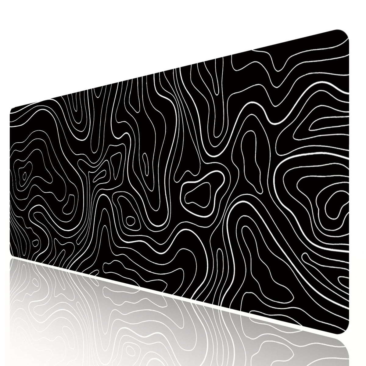 HGWALP Large Gaming TOPO Keyboard Mouse Pad Black and White Topographic Mouse Pad with Anti-Slip Rubber Base, Extended XXL Long Gaming Mousepad Big Mouse Pads for Desk,31.5 X 11.8 Inch