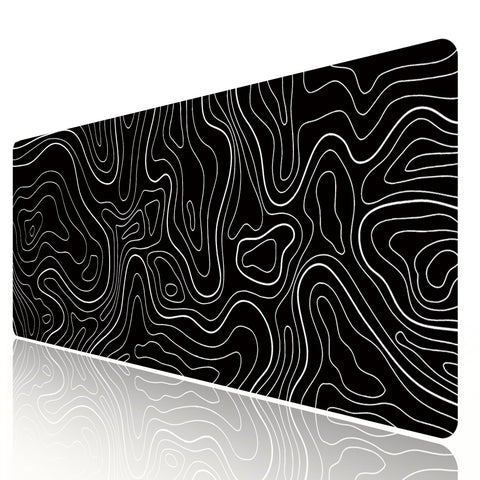 HGWALP Large Gaming TOPO Keyboard Mouse Pad Black and White Topographic Mouse Pad with Anti-Slip Rubber Base, Extended XXL Long Gaming Mousepad Big Mouse Pads for Desk,31.5 X 11.8 Inch
