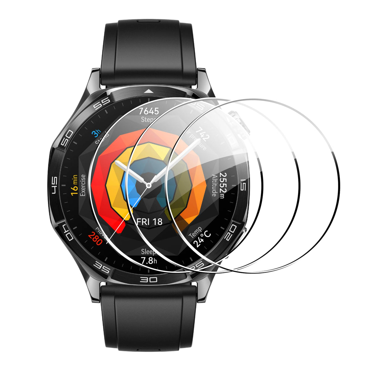 FDHYFGDY Pack of 3 Screen Protectors for Huawei Watch GT 5/5 Pro 46 mm Tempered Glass, 9H Hardness Screen Protector, [Bubble-Free] [Anti-Scratch]
