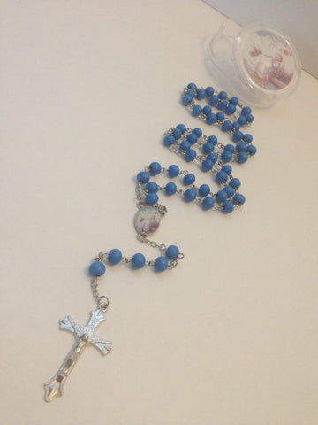 YRP 12 pcs New Blue Scented Wooden Rosaries Baby Baptism Party Favors Recuerdos Rosario