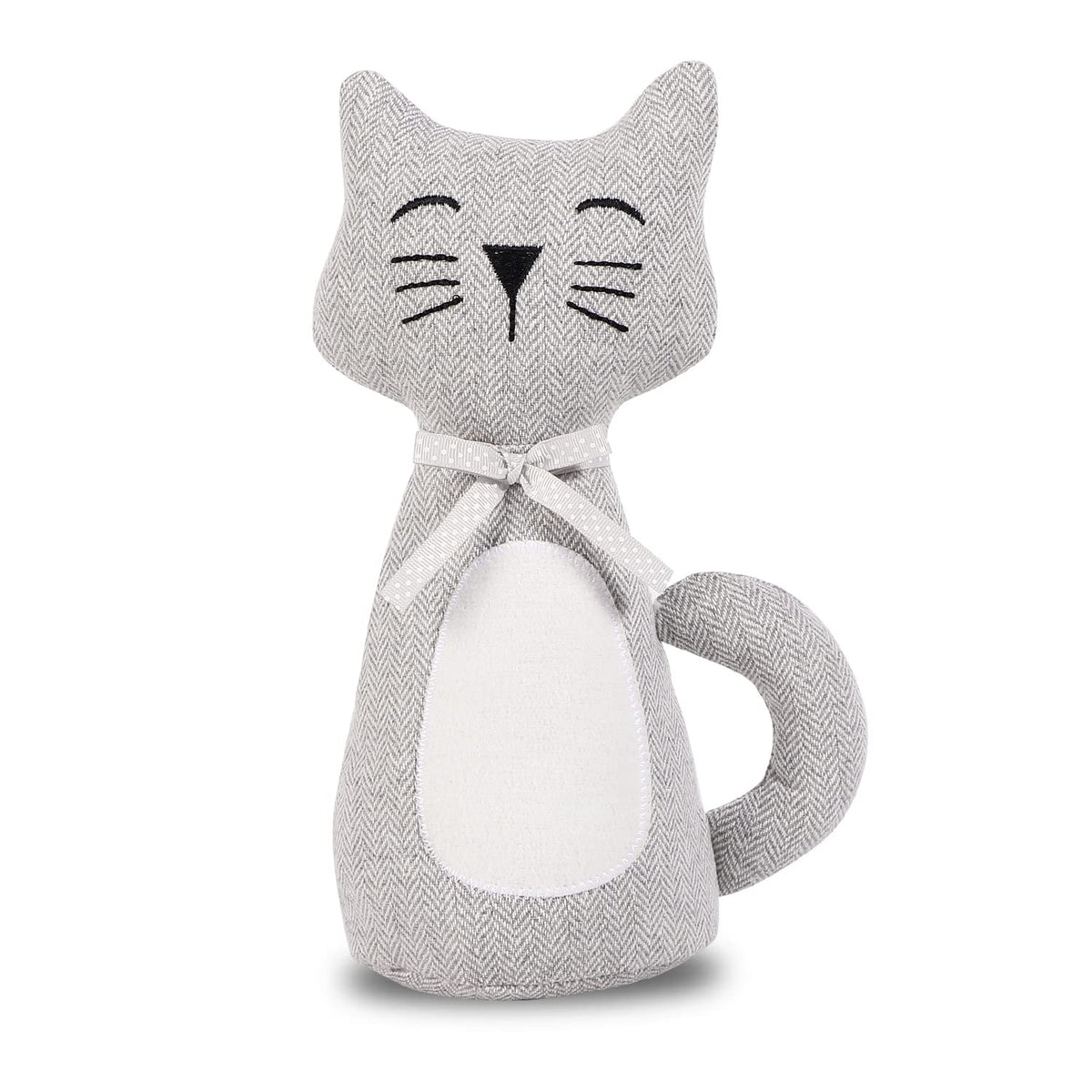SANFERGE Cute Decorative Door Stopper for Home and Office Floor Door Stops, Fabric Animal Weighted Heavy Wall Protectors, Gray Cat