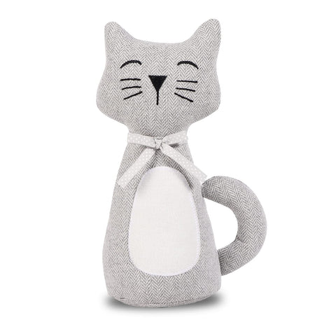 SANFERGE Cute Decorative Door Stopper for Home and Office Floor Door Stops, Fabric Animal Weighted Heavy Wall Protectors, Gray Cat