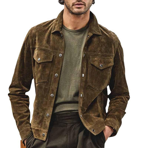 Men's Corduroy Jacket Autumn Winter Trendy Retro MultiPocket Button Down Outdoor Cargo Jacket M