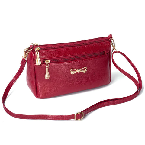FULEI Small Crossbody Bag for Women Soft PU Leather Ladies Handbags Shoulder Bags Red