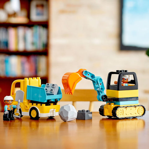 LEGO DUPLO Town Truck & Tracked Excavator Construction Vehicle 10931 Toy for Toddlers 2-4 Years Old Girls & Boys, Fine Motor Skills Development and Learning Toy