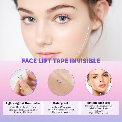 Face Lift Tape Invisible, 128PCSFace Lift Tape, Face Tape,Secret Makeup Tape for Double Chin, Face Lift Tapes and Bands for Jowls, Instant Face Lifting Sticker for Saggy Skin,Cosmetic neck tape